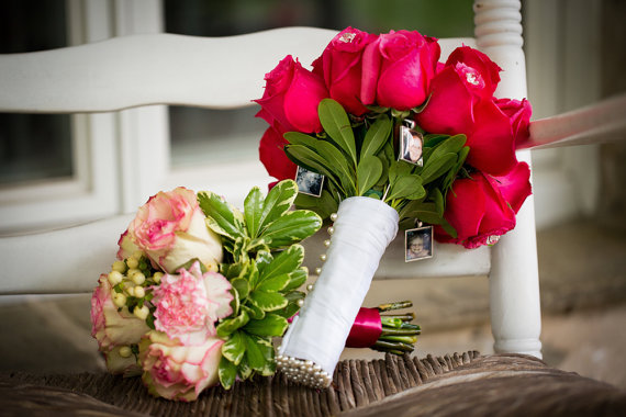 زفاف - 5 Wedding Bouquet charm kit -Photo Pendants charms for family photo (includes everything you need including instructions)