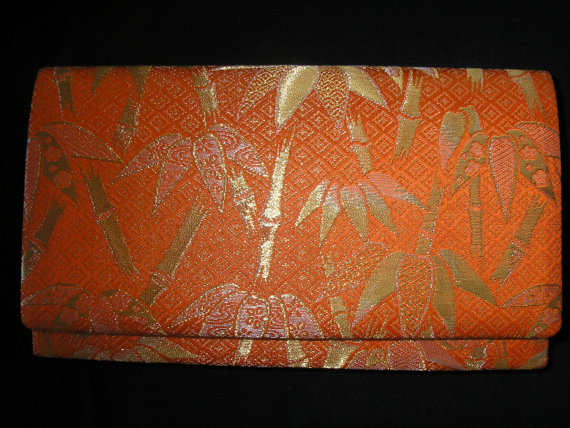 Wedding - GIFT Vintage Japanese SILK CLUTCH Kimono Bag,Bamboo Silk Clutch,Lovely Silk Bag Perfect for Bride, Wedding Guest or Night Out ,One Size Gift