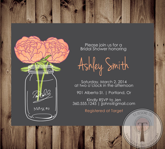 زفاف - Mason Jar Invitation, Bridal Shower Invitation, Wedding Shower, Mason Jars, Chalkboard, invite, Invitation