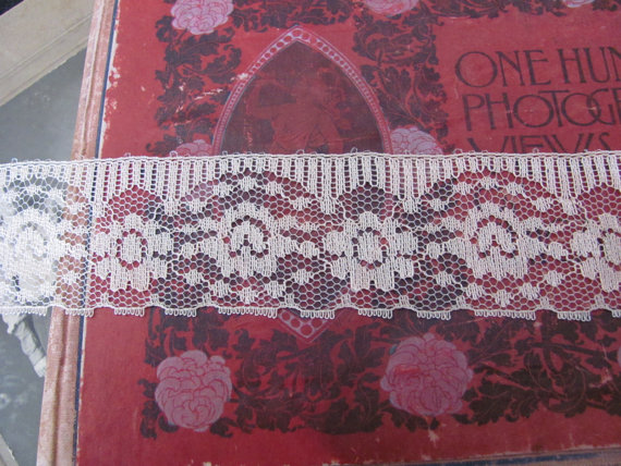 Hochzeit - Vintage Peach Floral Lingerie Lace Sewing Trim  - 1.5 Inch Wide  - 2 Yards Length 