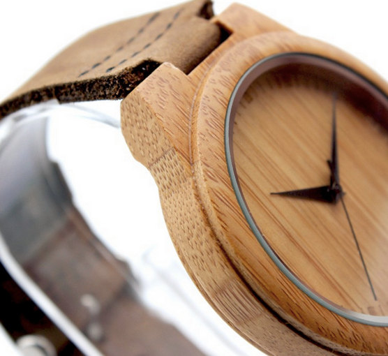 زفاف - Personalized Minimalist Engraved Wooden Watch with Genuine Leather, Mens watch, Groomsmen gift, Wood Watch Bamboo Watch HUT009