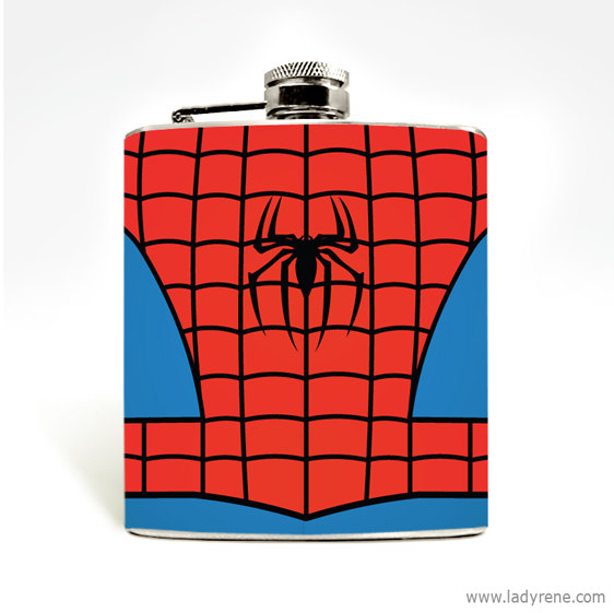 Mariage - Spider-Man Hip Flask Hip Flask 6oz Flask Mens Flask Stainless Steel Superhero Marvel Favor Groomsmen Gift Peter Parker