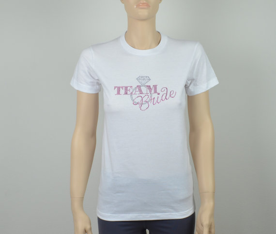 Свадьба - Team Bride Shirt. Rhinestones Team Bride T-shirt. American Apparel Woman's T-shirt. Mother of the Bride. Maid of Honor. Bridesmaid shirts.