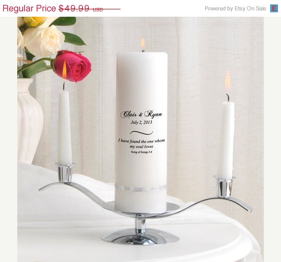 Hochzeit - On Sale Personalized Wedding Unity Candle Set - Song of Songs_330