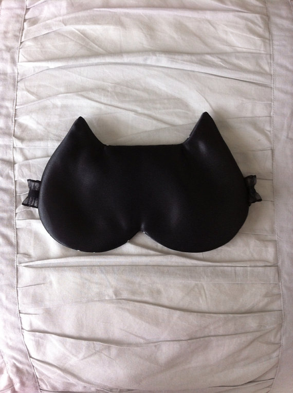 Mariage - Black Cat Sleep Mask, Eye Mask, Honeymoon, Kitten, Spa, Vacation, Night mask, Bachelorette party, Wedding, Wholesale, Lingerie, bedroom