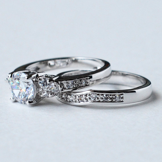 Hochzeit - cz ring, cz wedding ring, cz engagement ring, wedding ring set, ring set, cz wedding set cubic zirconia size 5 6 7 8 9 10 - MC1083021AZ