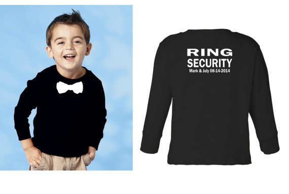 Mariage - Personalized Ring security shirt Ring Bearer shirt tshirt bowtie tee wedding attire long sleeve