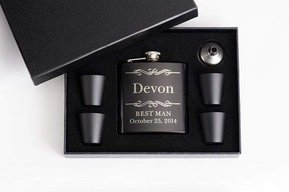 Wedding - 5, Wedding Party Favor, Engraved Groomsmen Gift, Personalized Flask Set, Stainless Steel Flask, Personalized Best Man Gift, 5 Flask Sets