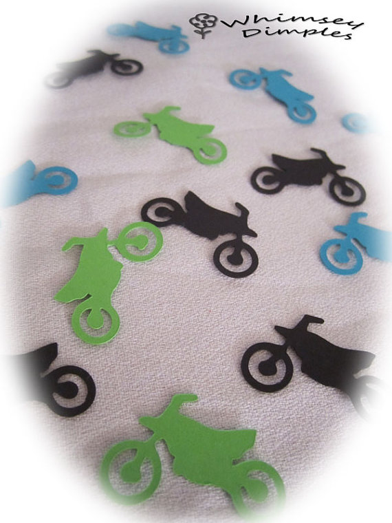 Mariage - Dirt Bike Confetti MotorBike Die Cut for Scrapbook Card Making and Boys Birthday Party Decor