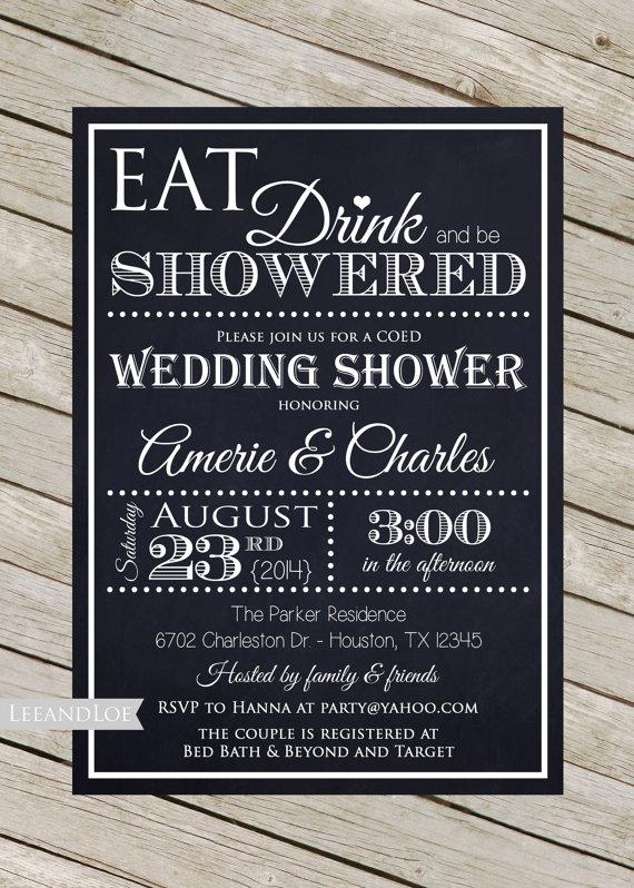 Свадьба - Couples or Coed Wedding Shower Invitation-Chalkboard, Bridal Shower, Rehearsal Dinner