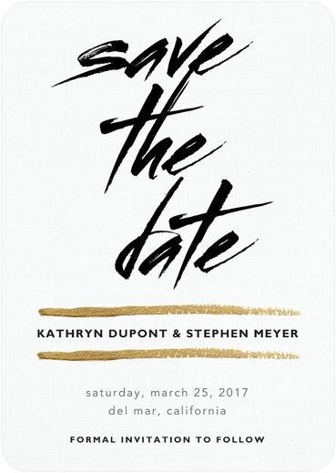 Mariage - Passionate Promise - Signature White Save The Date Cards In Black Or Bubblegum 