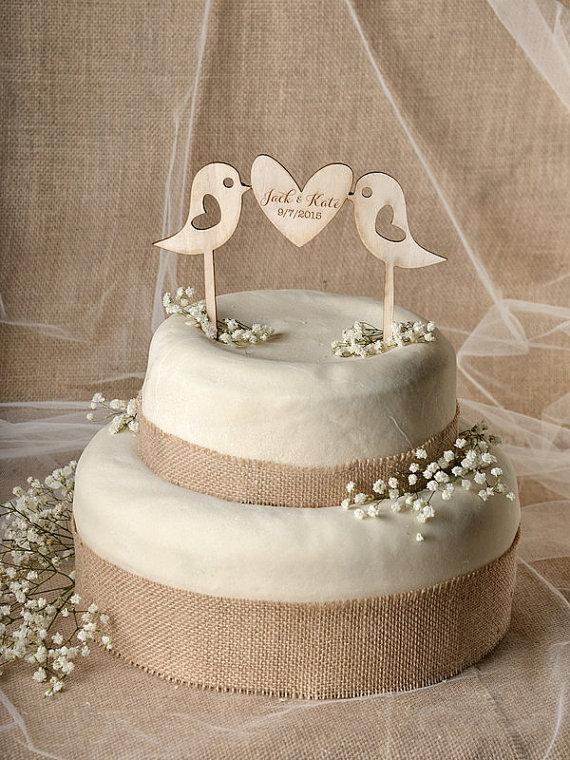 Hochzeit - Rustic Cake Topper, Wood Cake Topper,  Lovebirds Cake Topper,  Lovebirds  Cake Topper, Wedding Cake Topper,