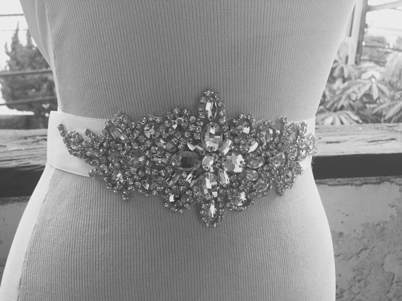 زفاف - Wedding Bridal Belt Sash, Bridal Rhinestone Belt, Wedding Crystal Belt, Wedding sash , Bridal Sash Big Stone
