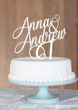 Wedding - Swirls Anna & Andrew, wedding cake topper,names on cake,custom cake topper, cake topper, birthday cake topper, wedding cake toppers,french