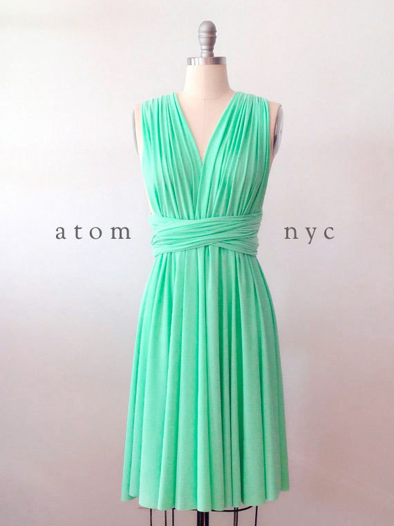 Mariage - Green Mint Infinity Dress Convertible Formal Multiway Wrap Dress Bridesmaid Dress Toga Cocktail Evening Dress Short