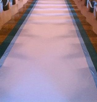 Wedding - Extra Wide Custom Made Aisle Runner Two Colors Ivory Gabardine and Baby Blue  Satin