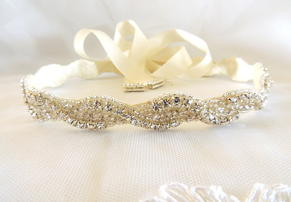 Hochzeit - Rhinestone Headband, Grecian Headpiece, Wedding Hair Accessory, Crystal Headband