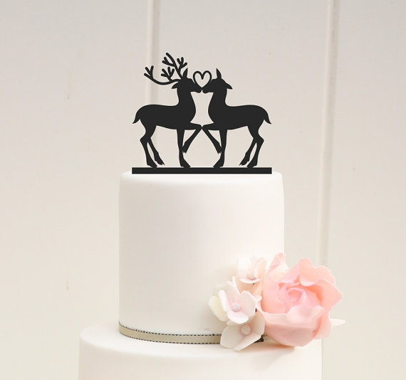 Hochzeit - Deer in Love Wedding Cake Topper - Custom Cake Topper