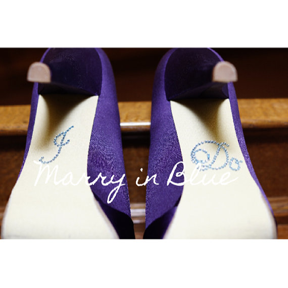 Hochzeit - Something Blue "I Do" Wedding Shoe Sticker.