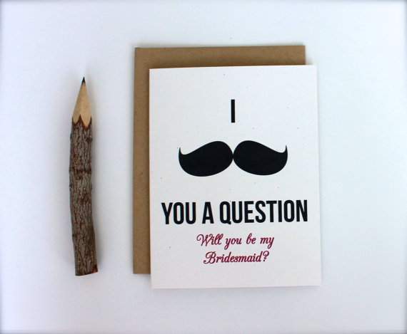 Wedding - Will you Be My Brides Maid Card, Bridesmaid Card, Will you Be my Bridesmaid Card Funny, Bridesmaid Proposal, Gift, I mustache you a question