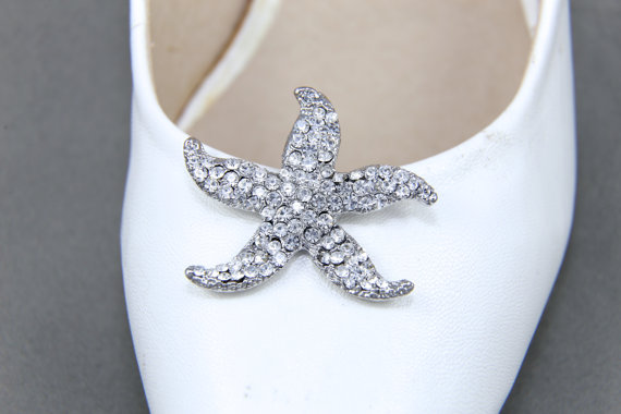 Hochzeit - A Pair Of Crystal Shoe Clips,Star Rhinestone Shoe Clips,Wedding Bridal Shoe Clips,Starfish Crystal,Shoes Decoration,Dance Shoe Clips