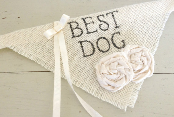 Свадьба - Dog Bandana Best Dog Ring Bearer Wedding Collar Girl Flowers