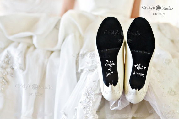 Hochzeit - Couples Names Wedding Shoe Decals