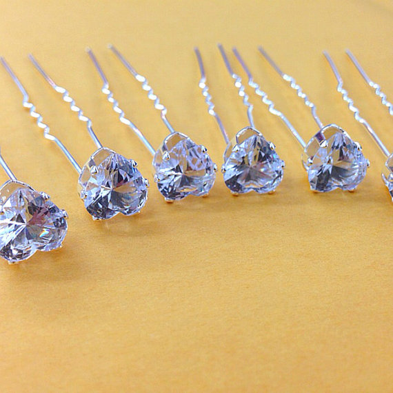 زفاف - Set of 6 pcs diamond look pin finding use for wedding bouquet  , flower embellishment , wedding favor, bridal bridal hair pin 10mm