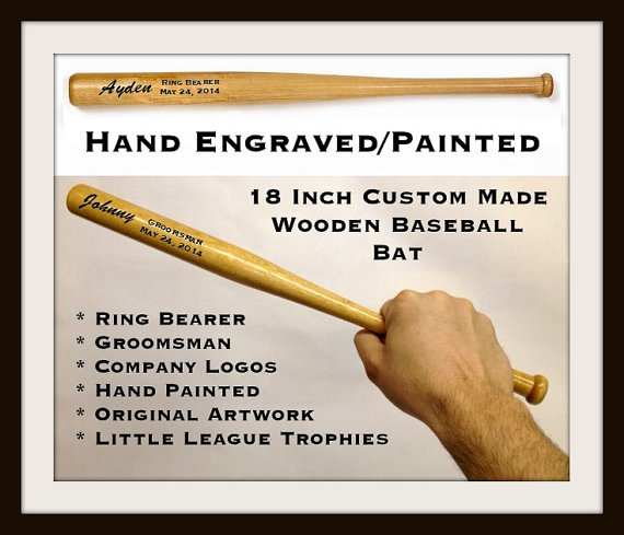 زفاف - Baseball Bat Wedding Favor for Usher, Best Man, Graduations, Birthday, Ring Bearer Gifts, Custom Engraved, Personalized Baseball Bat