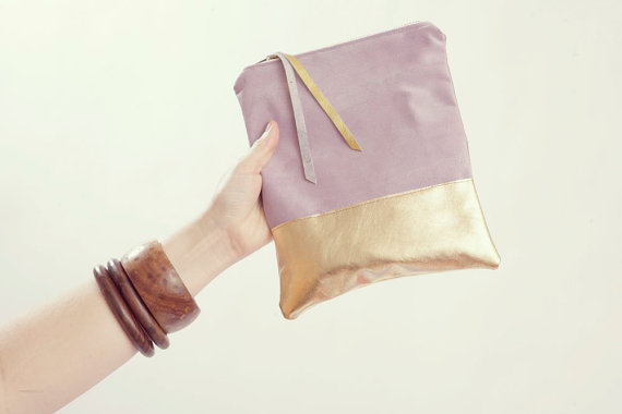 Mariage - The Belinda Pouch ///// Pastel Suede Clutch. Bridesmaid Bag. Bridal Party Bag. Wedding Clutch. Pastel and Metallic.