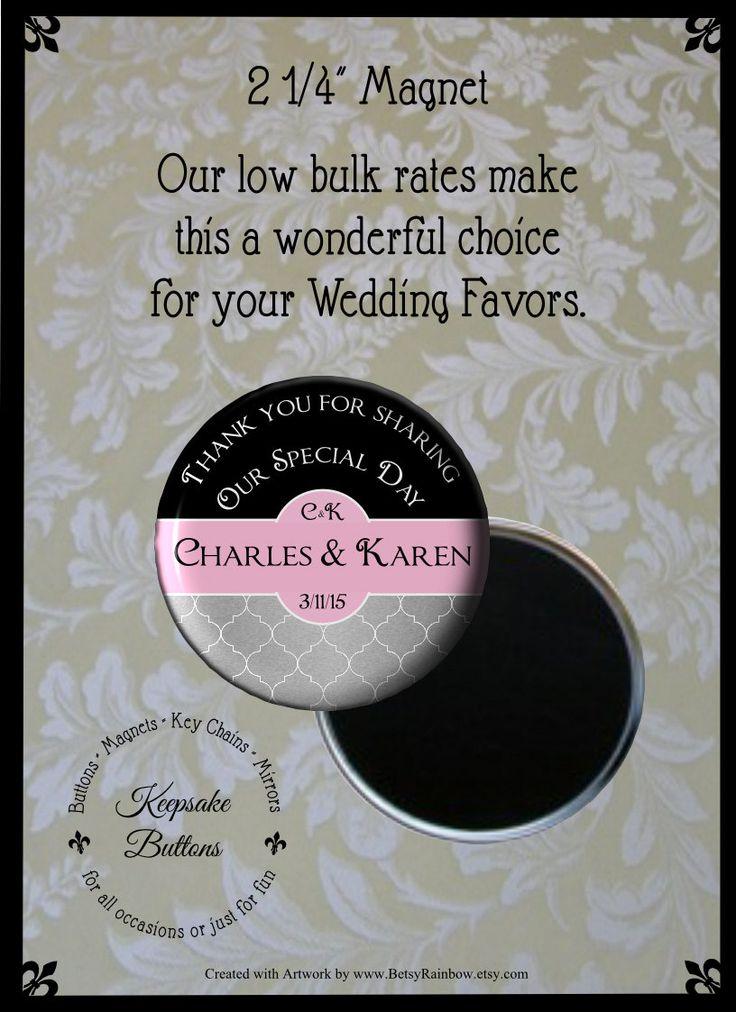 Hochzeit - 2.25" Custom Wedding Magnet, Wedding Favors, Wedding Keepsake, Refrigerator Magnet