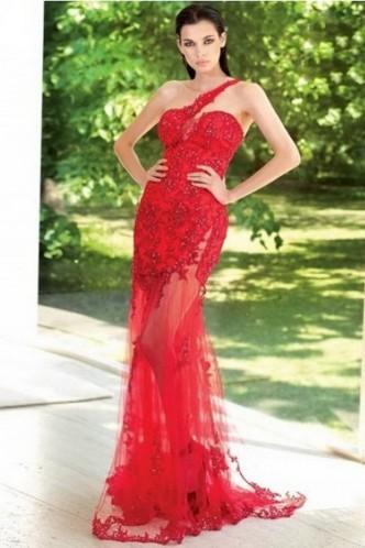 زفاف - Irresistible Zipper Sleeveless Red Beading Red Prom Evening Dress 2015