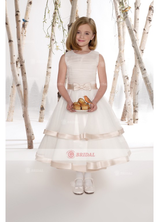 Hochzeit - Princess Round Ankle-Length Organza Sleeveless Flower Girl Dresses