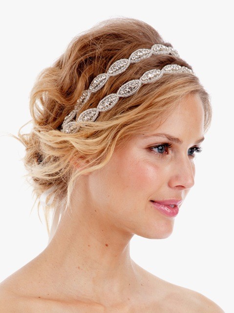 Свадьба - Poppy Double - Crystal Headband, Rhinestone, Wedding, Bridal, Headpiece, tie on, bohemian
