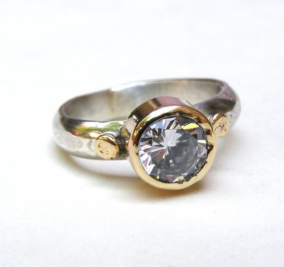 Mariage - Handmade Engagement Ring - Fine 14k gold ring silver ring ,Gemstone White Topaz stone ring Similar diamond ring