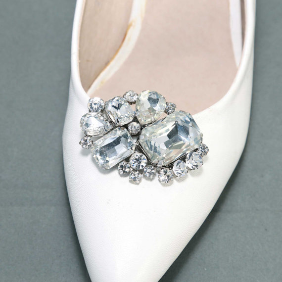 زفاف - A Pair Of Glass Crystal Shoe Clips,Rhinestone Shoe Clips,Wedding Bridal Shoe Clips,Vintage,Shoes Decoration,Bridesmaids Gift Shoe Clips