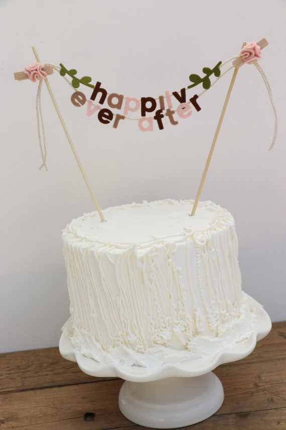 Mariage - Wedding Cake Banner, Wedding Cake Topper, Wedding Cake Garland, Happily Ever After Cake Banner, Happily Ever After Cake Topper: Rustic Hues
