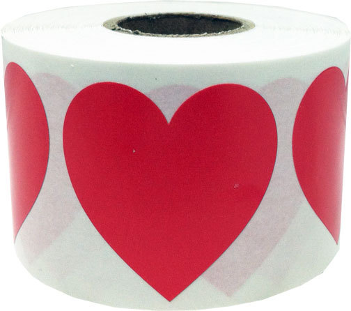 Wedding - Large Red Heart Shape Stickers 