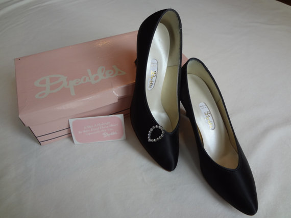 Mariage - Dyeables Black Satin Pumps in Prima Donna Style