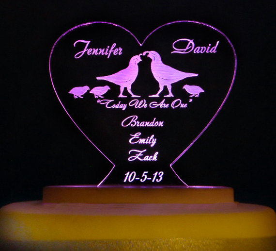 Hochzeit - BLENDED FAMILY Wedding Cake Topper  - Engraved & Personalized