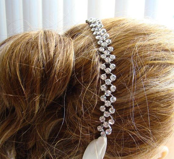 Свадьба - Bridal Headband or Bracelet, Clear Rhinestones Wedding Jewelry, Bridesmaid Gift, 3 Choices (H121)