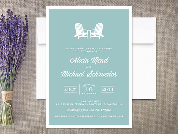 Wedding - Engagement Party Invitations, Adirondack Beach Chairs