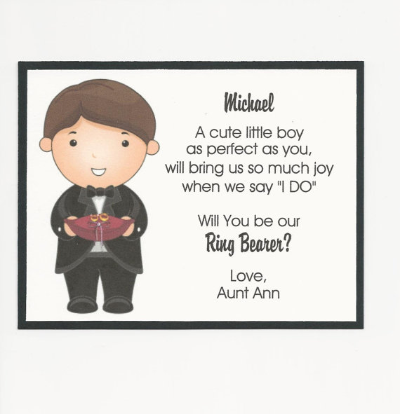 Wedding - Will you be my Ring Bearer Flat card - Personalized custom