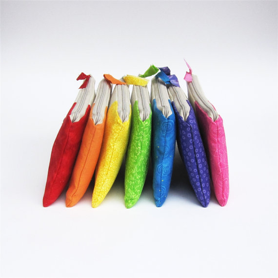 زفاف - color block clutches, set of 7 rainbow wedding purses, gifts for bridesmaids, modern, color wheel, MADE TO ORDER by mamableudesigns on etsy