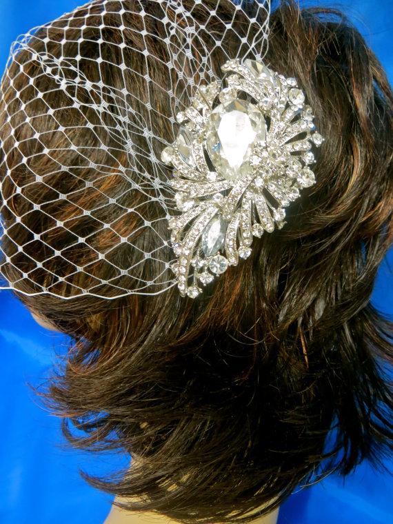 زفاف - Bandeau Blusher  Veil, Wedding  Bridal Veil, Birdcage Bridal Veil, Art Deco Veil, Art Nouveau Veil, Great Gatsby Veil