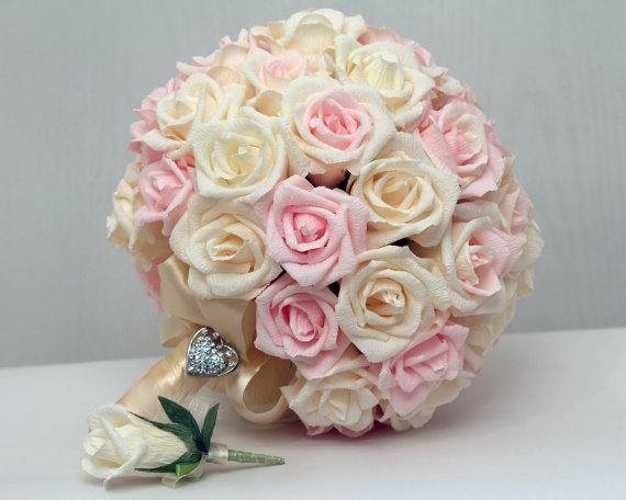 Wedding - wedding bouquet, paper wedding bouquet, bridal bouquet wedding, wedding flower bouquets, vintage bouquet wedding, handmade paper flower