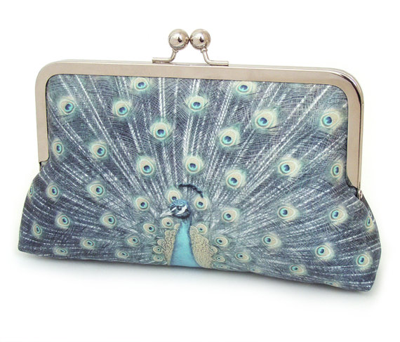 Mariage - Clutch bag, silk purse, peacock wedding, teal, green, blue, bridesmaid gift, PEACOCK