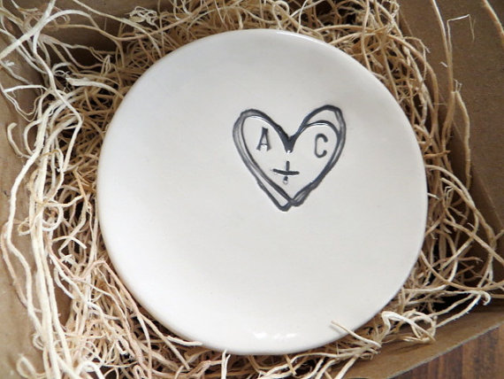 Wedding - wedding ring dish,  ring holder, engagement, You Plus Me,  Black and White,  Gift Boxed, Made to Order