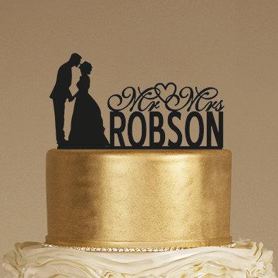 Свадьба - Custom Wedding Cake Topper - Personalized Monogram Cake Topper - Mr and Mrs - Cake Decor - Bride and Groom