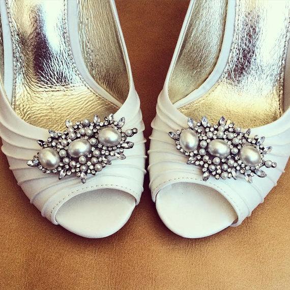 Wedding - Pearl & Rhinestone Shoe Clips - SC10 - Set of 2 - BRAND NEW